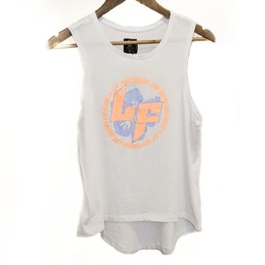 LF The Brand NWT White Logo Muscle Tank Top Size Small